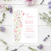 Twee Wild Pink Wildflower verjaardag Kaart