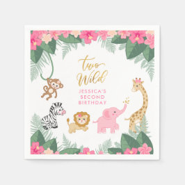 TWEE WILD - Roze Safari Meisje's Tweede Verjaardag Servet