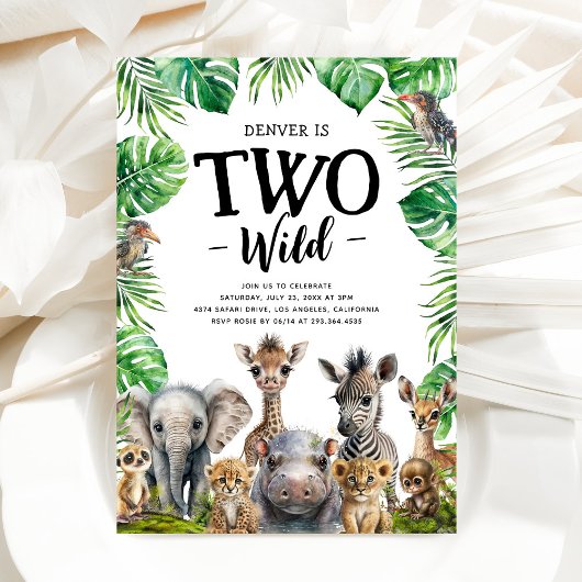 Twee Wild Safari 2de verjaardag Kaart