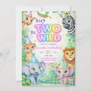 Twee Wild Safari 2de Verjaardag Kaart