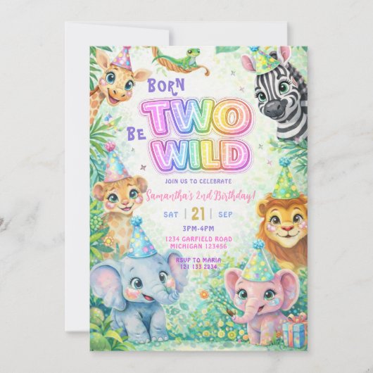 Twee Wild Safari 2de Verjaardag Kaart (Voorkant)