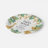 Twee Wild Safari 2de verjaardag van de Groene Goud Papieren Bordje (Gekanteld)