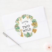 Twee Wild Safari 2de verjaardag van de Groene Goud Ronde Sticker (Envelop)