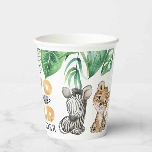 Twee Wild Safari 2de verjaardag van de papierbeker Papieren Bekers (Achterkant)