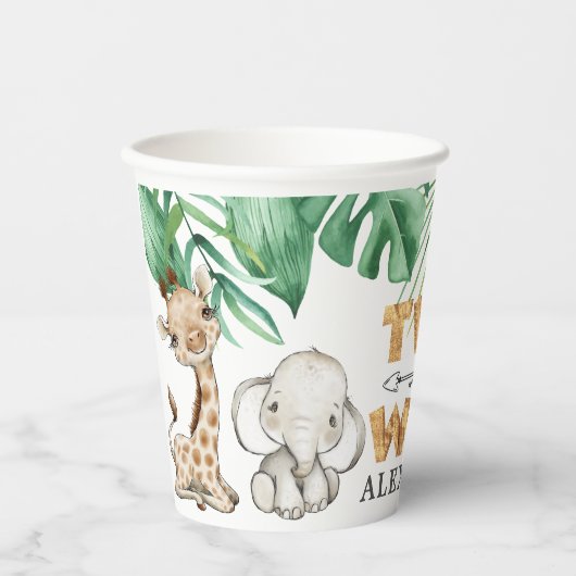Twee Wild Safari 2de verjaardag van de papierbeker Papieren Bekers (Voorkant)