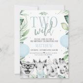 Twee Wild Safari Birthday Uitnodiging voor een jon (Voorkant)