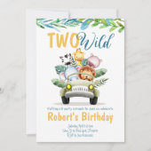 Twee Wild Safari Boy Birthday Uitnodiging (Voorkant)