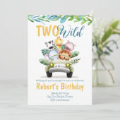 Twee Wild Safari Boy Birthday Uitnodiging (Staand voorkant)