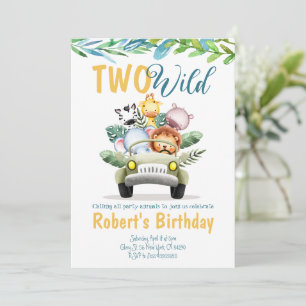 Twee Wild Safari Boy Birthday Uitnodiging