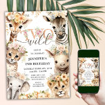 TWEE Wild Safari Dieren Meisje 2e Verjaardag Kaart<br><div class="desc">Stap in het mooie van een Wild Safari met onze "TWO Wild Safari Animals Girl 2nd Birthday Invitation" en zijn mooie oerwouden! Het is de perfecte manier om de tweede verjaardag van je kleintje in stijl te vieren. Bestel vandaag nog uw bestelling en maak het feest echt speciaal!</div>