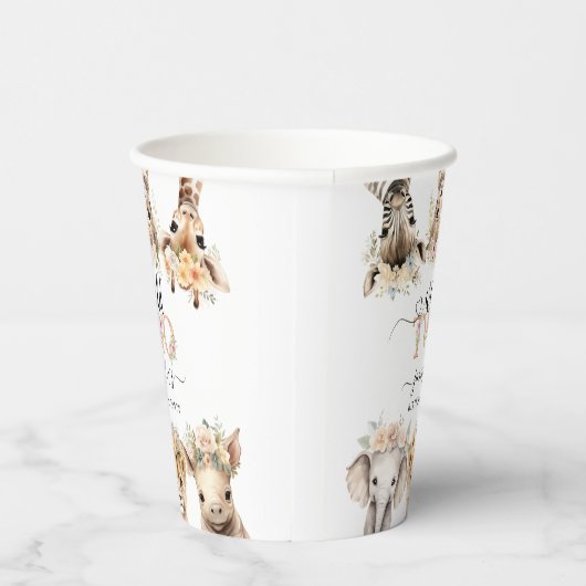 Twee Wild Safari Dieren Meisje 2e Verjaardag Papie Papieren Bekers (Rechts)