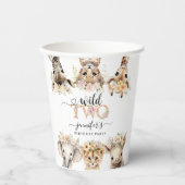 Twee Wild Safari Dieren Meisje 2e Verjaardag Papie Papieren Bekers (Voorkant)