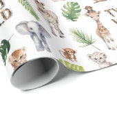 Twee Wild Safari dieren Theme Boy 2e verjaardag Cadeaupapier (Rol Hoek)
