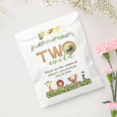 Twee Wild Safari Foto 2e verjaardag van dieren op  Bedankzakje (Gezegeld)