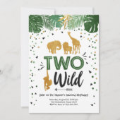 Twee Wild Safari Gold Boy Dieren Verjaardagsfeest Kaart (Voorkant)