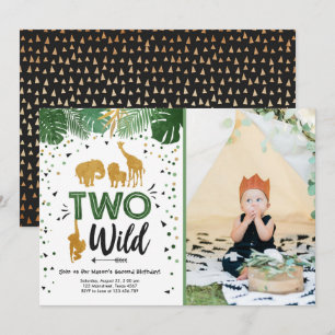 Twee Wild Safari Gold Boy Dieren Verjaardagsfeest Kaart