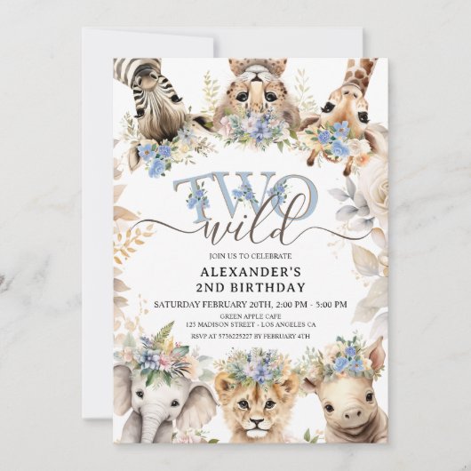 TWEE WILD | Safari Jungle Dieren 2e Verjaardag Jon Kaart (Voorkant)