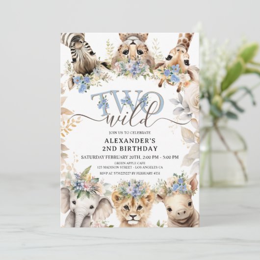 TWEE WILD | Safari Jungle Dieren 2e Verjaardag Jon Kaart (Staand voorkant)