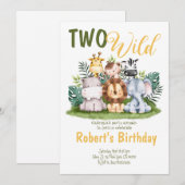 Twee Wild Safari Kids Birthday Uitnodiging (Voorkant / Achterkant)