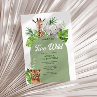 Twee Wild Safari Lion 2e verjaardag Uitnodiging
