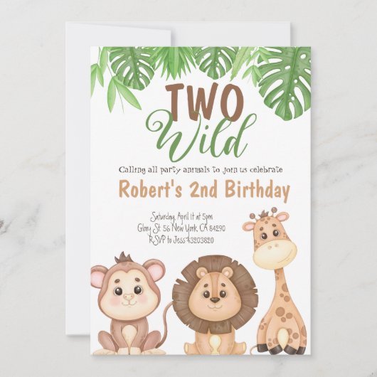 Twee Wild Safari Lion Giraffe Birthday Kaart (Voorkant)