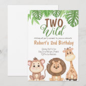 Twee Wild Safari Lion Giraffe Birthday Kaart (Voorkant / Achterkant)
