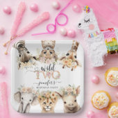 Twee Wild Safari Meisje 2e Verjaardag Papier Bord (Feest)