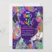 Twee Wild Safari Neon Rainbow Cheetah Birthday Kaart (Voorkant)