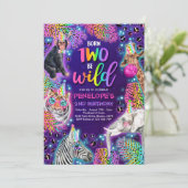 Twee Wild Safari Neon Rainbow Cheetah Birthday Kaart (Staand voorkant)