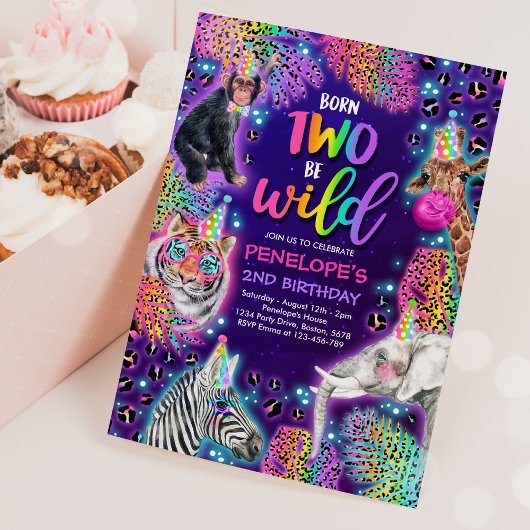 Twee Wild Safari Neon Rainbow Cheetah Birthday Kaart