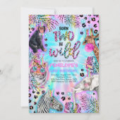 Twee Wild Safari Neon Rainbow Cheetah Birthday Kaart (Voorkant)