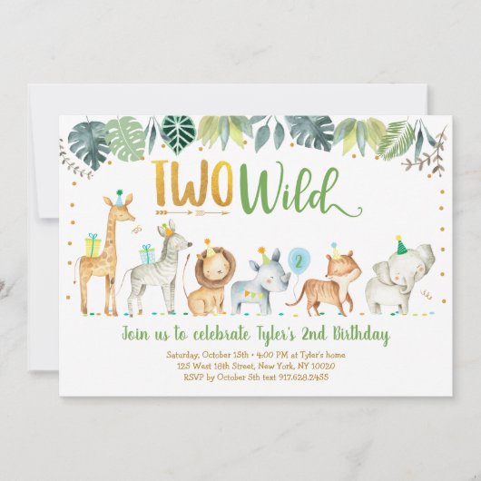 Twee Wild Safari Oerwoud Birthday Kaart (Voorkant)