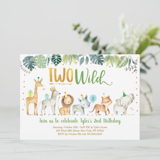 Twee Wild Safari Oerwoud Birthday Kaart (Staand voorkant)