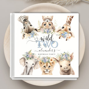 Twee Wild Safari Oerwoud Boy 2e Verjaardags Servet