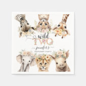 Twee Wild Safari Oerwoud Meisje 2e Verjaardags Ser Servet (Voorkant)