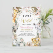 TWEE WILD Safari Pampas Grass Animals 2e verjaarda Kaart (Staand voorkant)