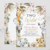 TWEE WILD Safari Pampas Grass Animals 2e verjaarda Kaart (Voorkant / Achterkant)