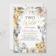 TWEE WILD Safari Pampas Grass Animals 2e verjaarda Kaart