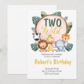 Twee Wild Safari Party Birthday Uitnodiging (Voorkant / Achterkant)