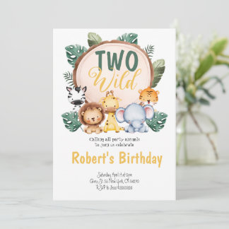 Twee Wild Safari Party Birthday Uitnodiging