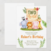 Twee Wild Safari Party Birthday Uitnodiging (Voorkant / Achterkant)