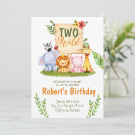 Twee Wild Safari Party Birthday Uitnodiging