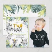 Twee Wild Safari Party Dieren Jongen Tweede Verjaa Kaart (Voorkant / Achterkant)