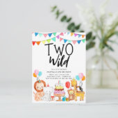 TWEE WILD Safari Party Dieren Kinder 2e Verjaardag Briefkaart (Staand voorkant)