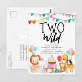 TWEE WILD Safari Party Dieren Kinder 2e Verjaardag Briefkaart (Voorkant / Achterkant)