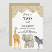 TWEE WILD Safari Thema 2e verjaardag Uitnodiging (Voorkant / Achterkant)