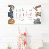 Twee Wild Safari Thema Meisje's 2e Verjaardag Spandoek (Insitu)