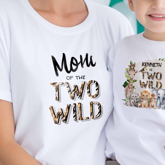 Twee wild, Safari Theme 2e verjaardag Moeder's T-s T-shirt