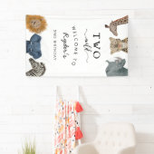 Twee Wild Safari Theme Jongen's 2e verjaardag Bann Spandoek (Insitu)