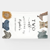 Twee Wild Safari Theme Jongen's 2e verjaardag Bann Spandoek (Horizontaal)